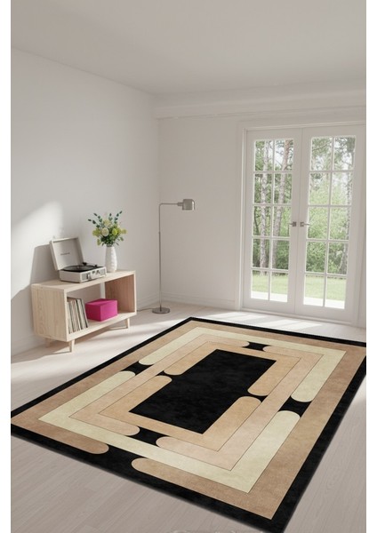 Stil Sahibi Mekanlara Yıkanabilir Kaymaz Geometrik Halı