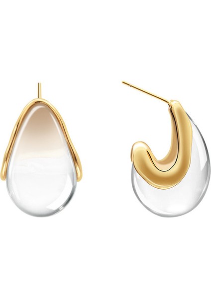 ADORE-R0459 Altın Moda Kancalı Şeffaf Reçine Damla Küpeler (Yurt Dışından)