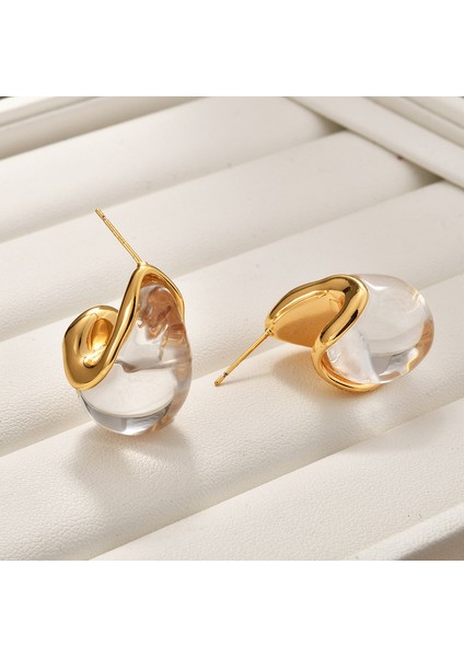 ADORE-R0459 Altın Moda Kancalı Şeffaf Reçine Damla Küpeler (Yurt Dışından) fiyatları