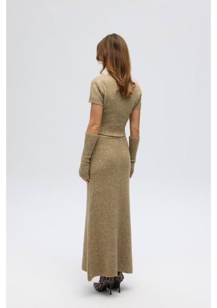 Lumi Gül Detay Vizon Crop Etek Triko Takım indirimleri