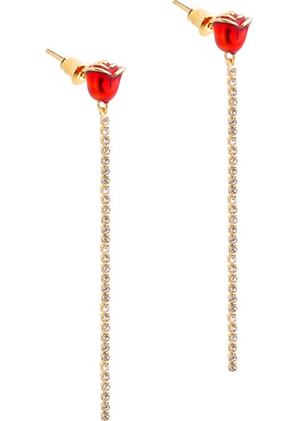 ADORE-R0105-A Altın Gül Çiçek Uzun Püsküllü Küpeler (Yurt Dışından)