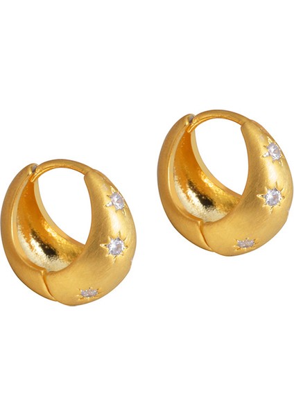 ADORE-R0199 Altın Fırçalanmış O Şeklinde Küpeler (Yurt Dışından)