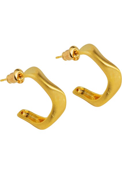 ADORE-R0197 Altın Düzensiz C Şeklinde Fırçalanmış Çivi Küpe (Yurt Dışından)