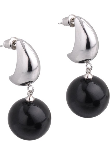 ADORE-R0129 Fransız Vintage Siyah Inci Damla Küpeler (Yurt Dışından)