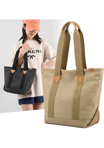 Büyük Kapasiteli Düz Renk Omuz Çantası, Şık Yumuşak Kanvas Çanta, Kadınlar Için Yeni Stil Günlük Çanta El Çantası (Yurt Dışından) indirimleri