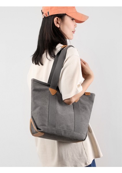 Büyük Kapasiteli Düz Renk Omuz Çantası, Şık Yumuşak Kanvas Çanta, Kadınlar Için Yeni Stil Günlük Çanta El Çantası (Yurt Dışından) fiyatları