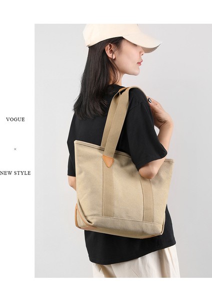 Büyük Kapasiteli Düz Renk Omuz Çantası, Şık Yumuşak Kanvas Çanta, Kadınlar Için Yeni Stil Günlük Çanta El Çantası (Yurt Dışından) modelleri