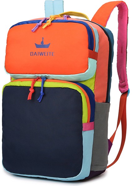 2025 Sonbahar ve Kış Yeni Büyük Kontrast Renkli Deve Sırt Çantası Bilgisayar Çantası Büyük Okul Çantası Seyahat Çantası (Yurt Dışından)