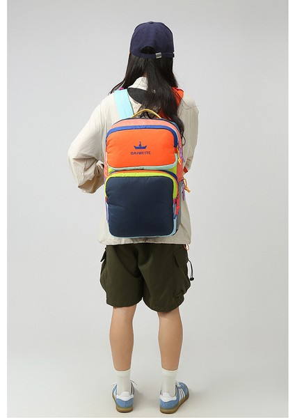 2025 Sonbahar ve Kış Yeni Büyük Kontrast Renkli Deve Sırt Çantası Bilgisayar Çantası Büyük Okul Çantası Seyahat Çantası (Yurt Dışından) indirimleri