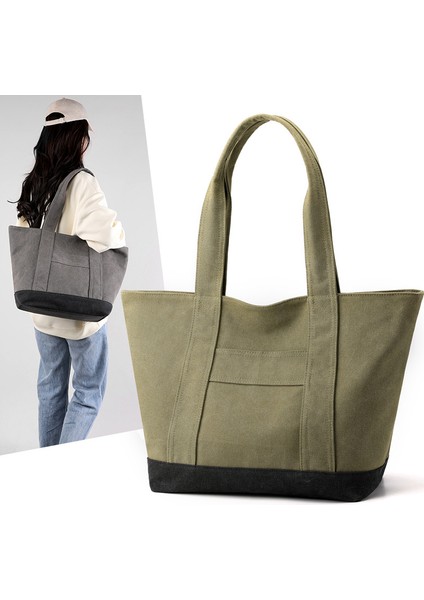 Moda Büyük Kapasiteli Aşınmaya Dalı Kadın Kanvas Çanta Anne Çantası Omuz Çantası Büyük Işe Gidip Gelme Boş Zaman Bez Çantası (Yurt Dışından) indirimleri