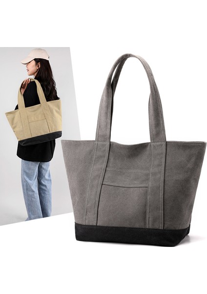 Moda Büyük Kapasiteli Aşınmaya Dalı Kadın Kanvas Çanta Anne Çantası Omuz Çantası Büyük Işe Gidip Gelme Boş Zaman Bez Çantası (Yurt Dışından) fırsatları