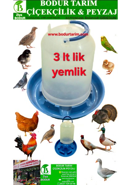 3 Lt Lik Civciv,tavuk,kuş Yemliği Şeffaf 1. Kalite Plastik