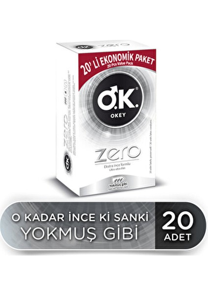 O.K. Rötar Geciktirici ve Zero Ekstra İnce Prezervatif 20'Li Paketler 40 Adet