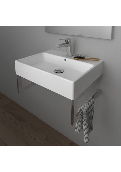 Next Kare Beyaz Delikli Lavabo 40x50 Cm NX242