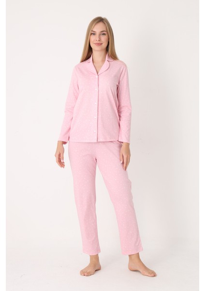 Pembe Moon And Stars Önden Düğmeli Pijama Takım modelleri