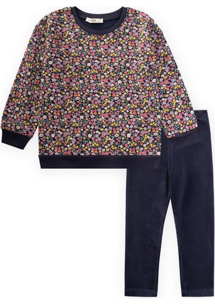 Desenli Sweatshirt Takım 4-12 Yaş Lacivert