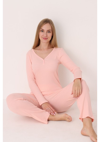 Pembe Patlı V Yaka Pijama Takım modelleri