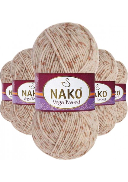 5 Adet Vega Tweed Premium Akrilik El Örgü Ipi Yünü No: 35032