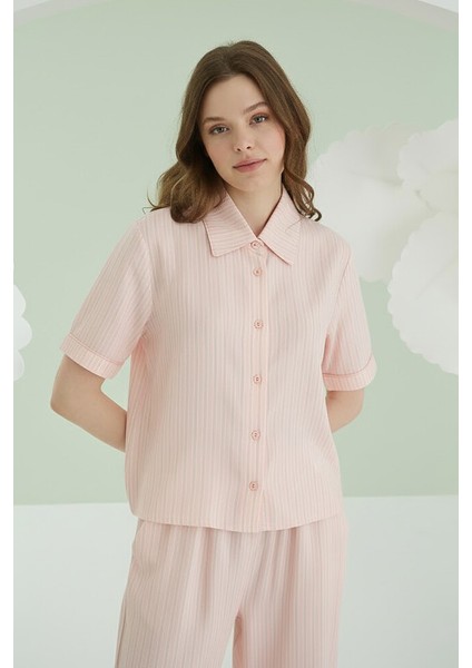 Pembe Çizgili Pijama Takım