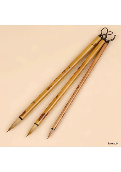 Tahrir Fırça Seti Profesyonel Kurt Kılı, 3 Farklı Boy, Sulu Boya, Akrilik, Gouache, Çini Seramik modelleri