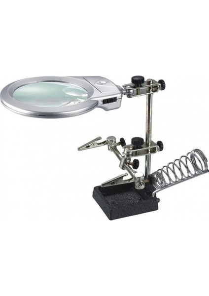 Ayarlanabilir Başlıklı Elektronikçi Yardım Lehim Standı ile Ledli Büyüteç modelleri