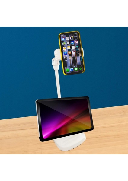 Masa Üstü Tablet ve Telefon Tutucu Plastik Aparat Beyaz Telefon Standı modelleri