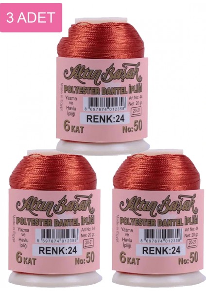3 Adet Altınbaşak Oya ve Dantel Ipi 20 gr - Royaleks - No: 024