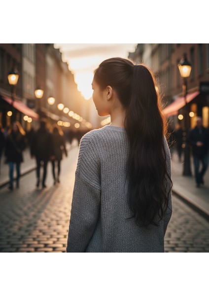 Tokalı Dalgalı At Kuyruğu - Kahverengi