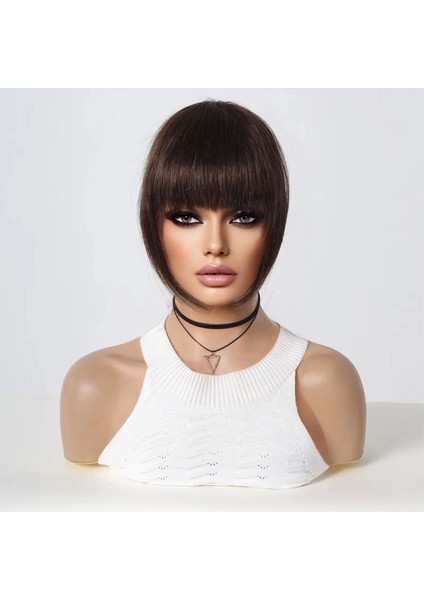 Yoğun Gerçek Saç Perçem - Koyu Kestane