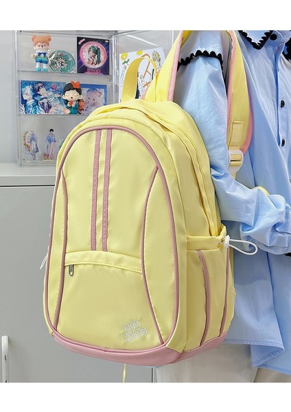 Kontrast Renk Sırt Çantası Rahat ve Çok Yönlü Okul Çantası Üniversite Öğrencileri Lise Öğrencileri Büyük Kapasiteli Sırt (Yurt Dışından)