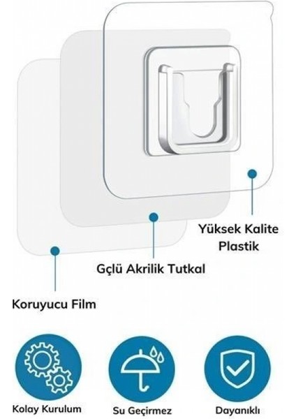 Eşya Sabitleme Askısı 10 Çift Şeffaf Çift Taraflı Yapışkanlı Geçmeli Klips modelleri