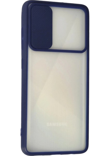 Samsung Galaxy A71 Kılıf Palm Buzlu Kamera Sürgülü Silikon - Lacivert modelleri