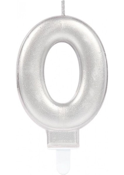 0 Rakam Mum Gümüş Renk (4887)