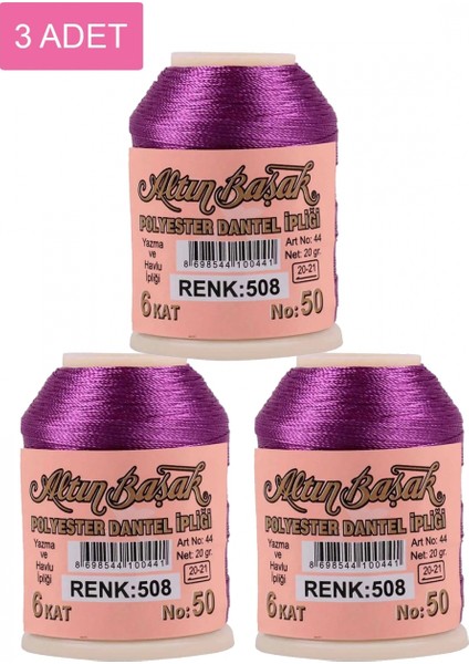 3 Adet Altınbaşak Oya ve Dantel Ipi 20 gr - Royaleks - No: 508