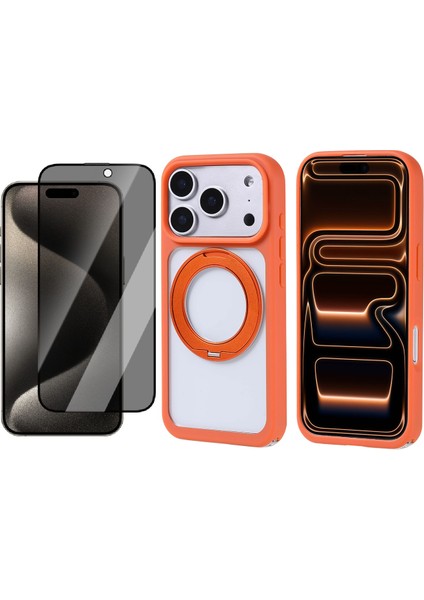 iPhone 17 Pro Max Kılıf M-Safe Şarj Özellikli Standlı Zore Piza Silikon Kapak + Hayalet Ekran Koruyucu
