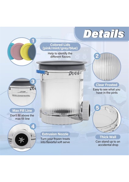 Ninja NC701 NC700 Serisi Swirl Creami Dondurma ve Yumuşak Dondurma Makineleri Için 4 Adet Dondurma Çubuğu ve Kapağı 16OZ Kaplar (Yurt Dışından) fiyatları