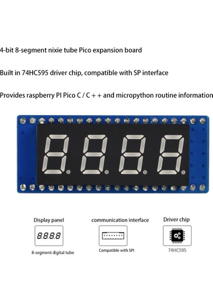 Raspberry Pi Pico Için 4 Haneli 8 Segment Ekran Modülü, Gömülü 74HC595 Sürücü, Spı Uyumlu, Kullanımı Kolay (Yurt Dışından) fiyatları