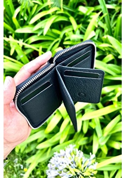 Mini Petty Deri Cüzdan Kartlık Bölmeli Fermuarlı Güvenli Kullanım