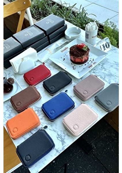Mini Petty Deri Cüzdan Kartlık Bölmeli Fermuarlı Güvenli Kullanım