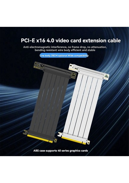 Pcı-E 4.0 X16 Yükseltici Kablo Video Kartı 20 cm Uzatma Korumalı Esnek 90° Montajlı Gpu Uzatma Kablosu Siyah (Yurt Dışından) modelleri