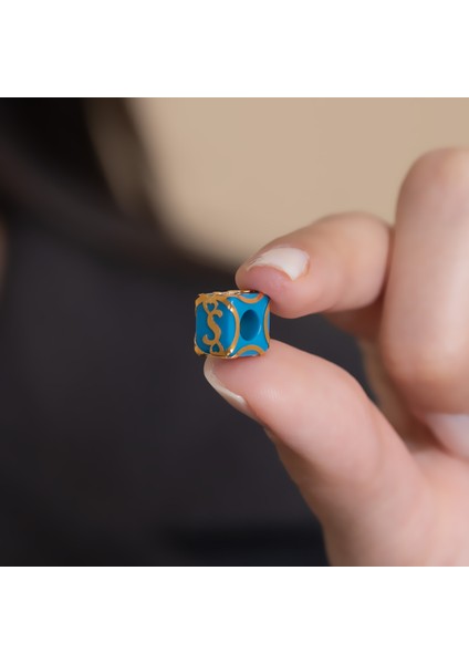 14 Ayar Altın Kafesli Mavi Boncuk S Harf Kolye Ucu fiyatları