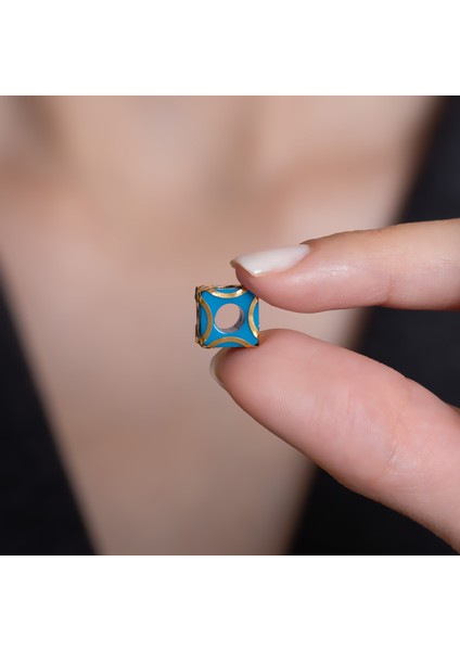 14 Ayar Altın Kafesli Mavi Boncuk S Harf Kolye Ucu modelleri