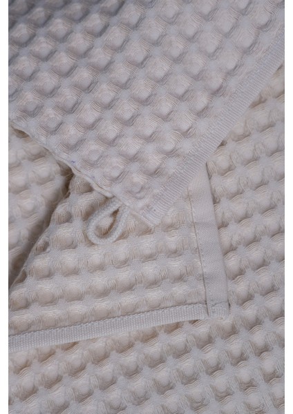 %100 Pamuk Premium Pike Desenli 2’li Set Bej: Havlu 50X100CM El, Yüz Havlusu & 16X22CM Kese