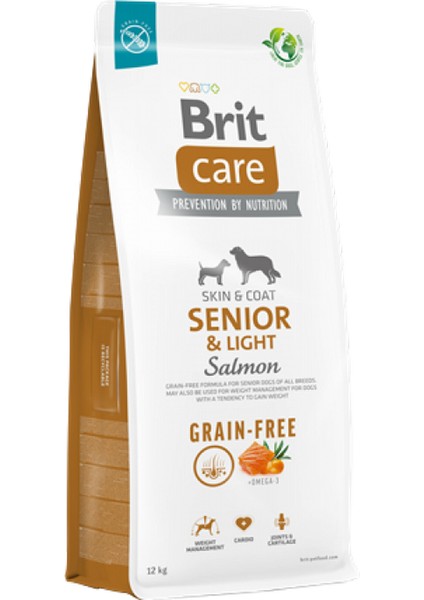 Ds-Derin Brit Care 12 kg Kilo Kontrolü ve Deri - Tüy Hassasiyeti Olan Yaşlı Köpekler Için, Tahılsız, Somonlu Kuru Mama