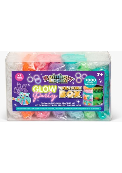 Rainbow Loom - Glow In The Dark Treasure Box, 7000 Parça Karanlıkta Parlayan Bileklik Seti - 2 Happy Loom, 150 Klips