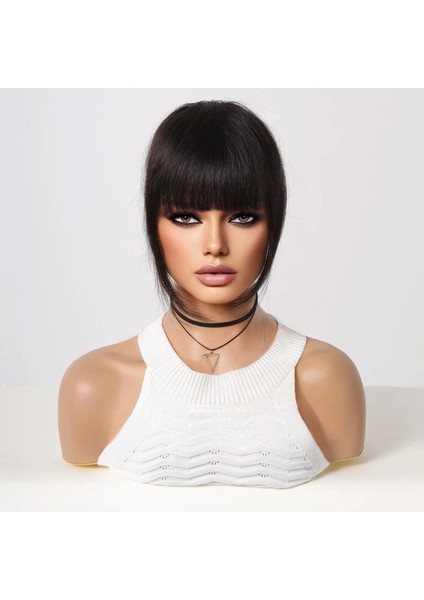 Yoğun Gerçek Saç Perçem - Siyah