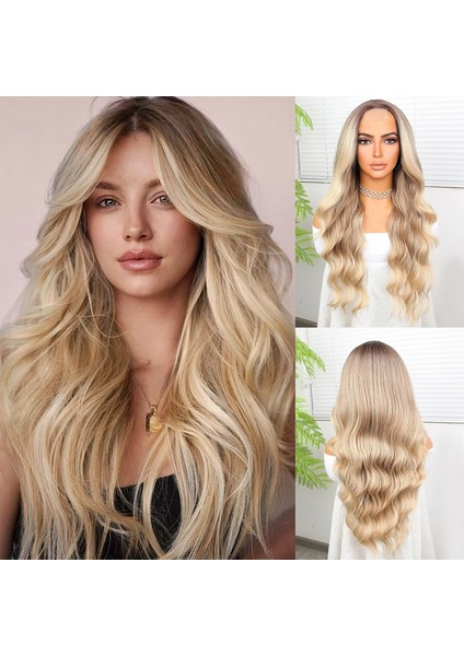 Rus Kumralı Platin ve Balköpüğü Ombreli Işıltılı Dalgalı Tül Peruk