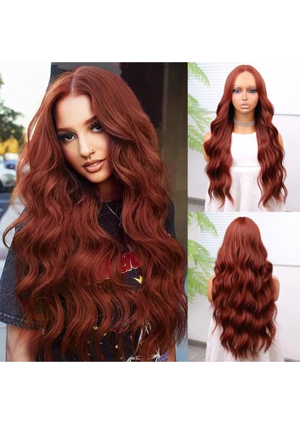 Koyu Bakır Su Dalgalı Tül Peruk