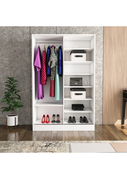Berceste Beyaz 2 Sürgü Kapaklı Aynalı 8 Bölmeli Dolap Gardırop fırsatları
