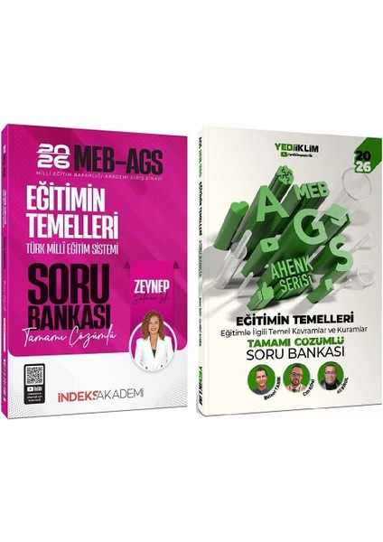 Yediiklim + Indeks 2026 Meb-Ags Eğitimin Temelleri Soru Bankası Ahenk Serisi 2 Li Set - Bülent Tanık, Can Köni, Zeynep Salman Içli Yediiklim + Indeks Akademi Yayınları